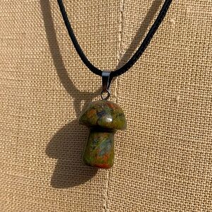 Handmade Genuine Stone Mushroom Amulet Necklace